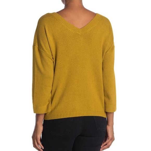 Madewell Mustard Double-V Pullover Large - Picture 2 of 2